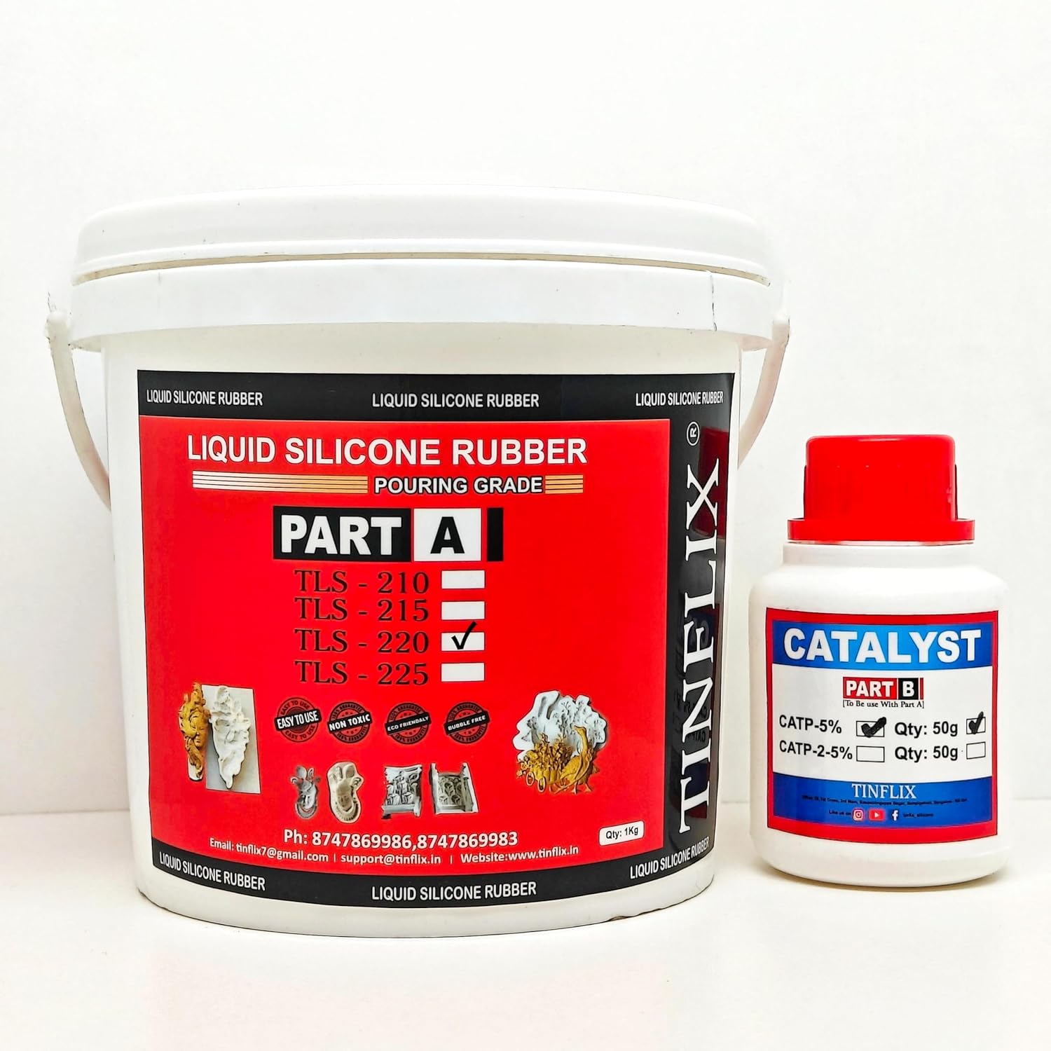 Tinflix tls 220 TLS-220 Liquid Silicone Rubber – Pouring Grade for Art & Industrial Moulds